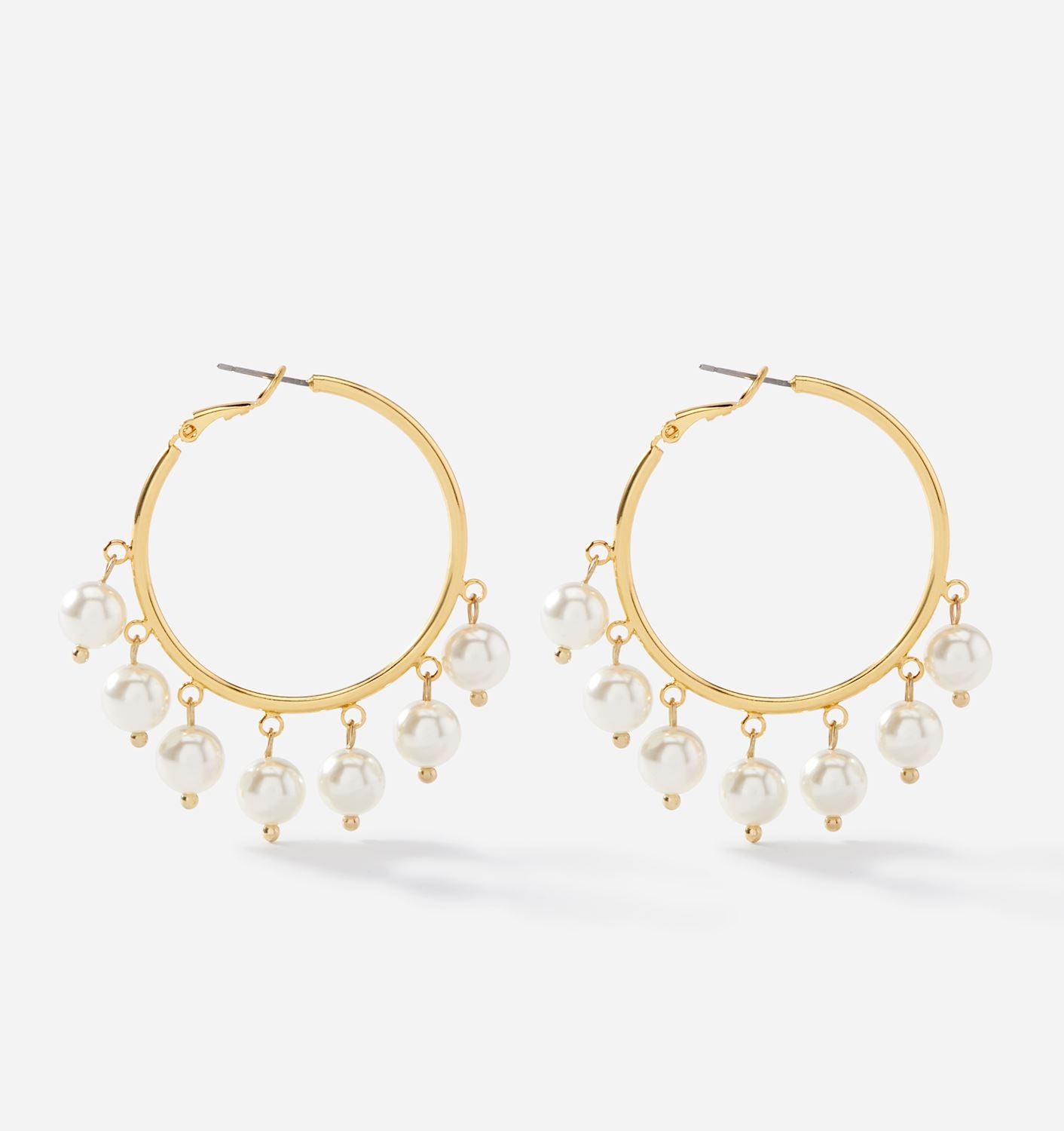Pearl & Gold Hoop Earrings
