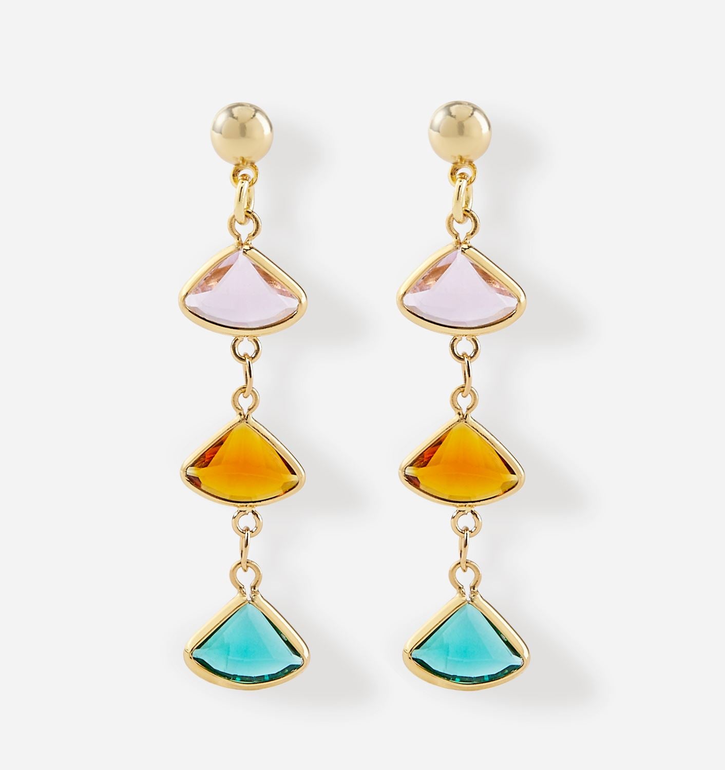Colored Stones Drop Earrings