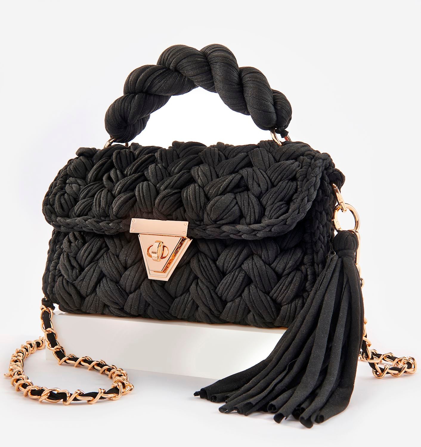 Black Woven Handbag