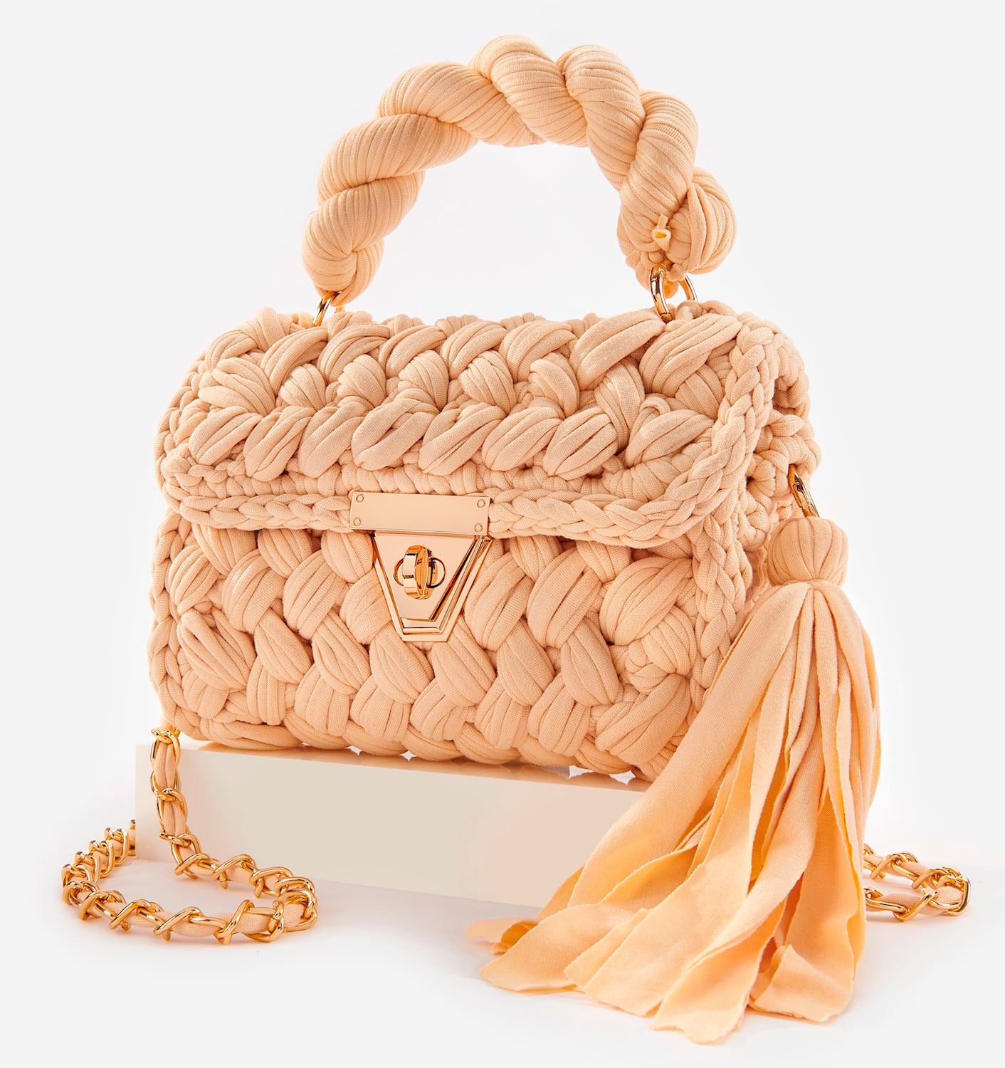 Beige Woven Handbag