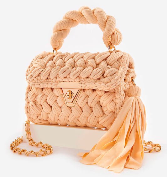 Beige Woven Handbag