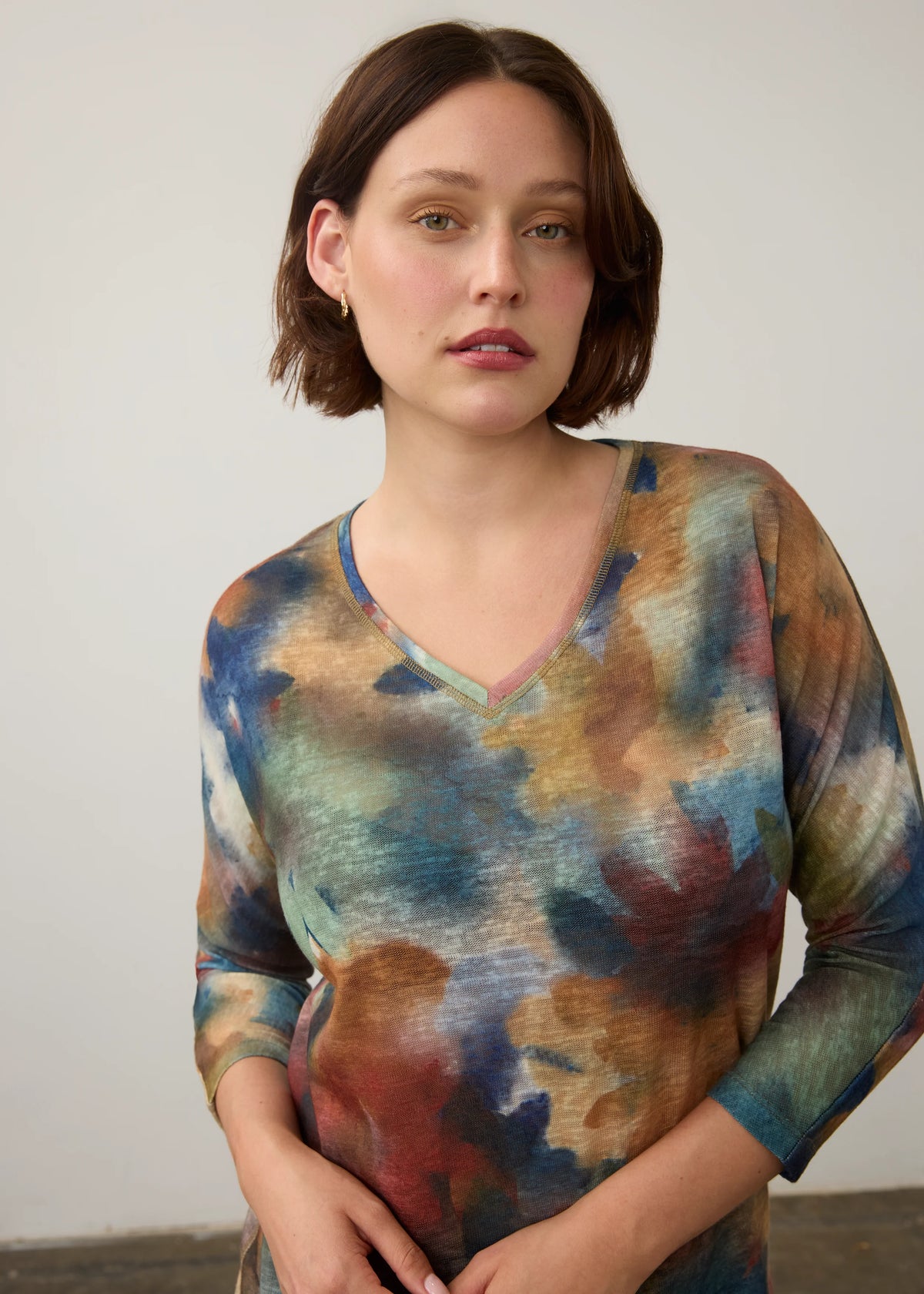 Drop Shoulder V Neck Top