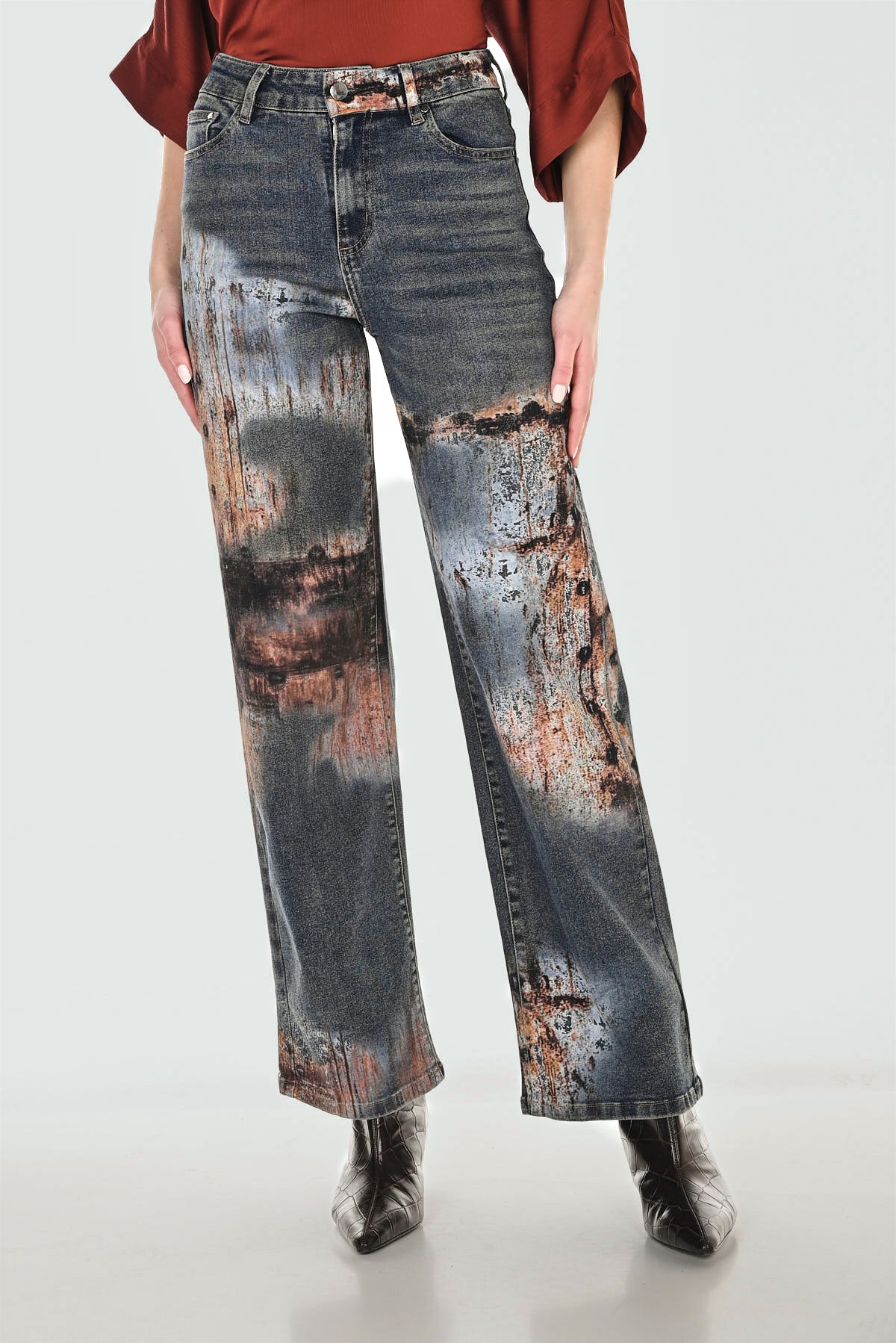Edgy Mid-Rise Distressed Jeans