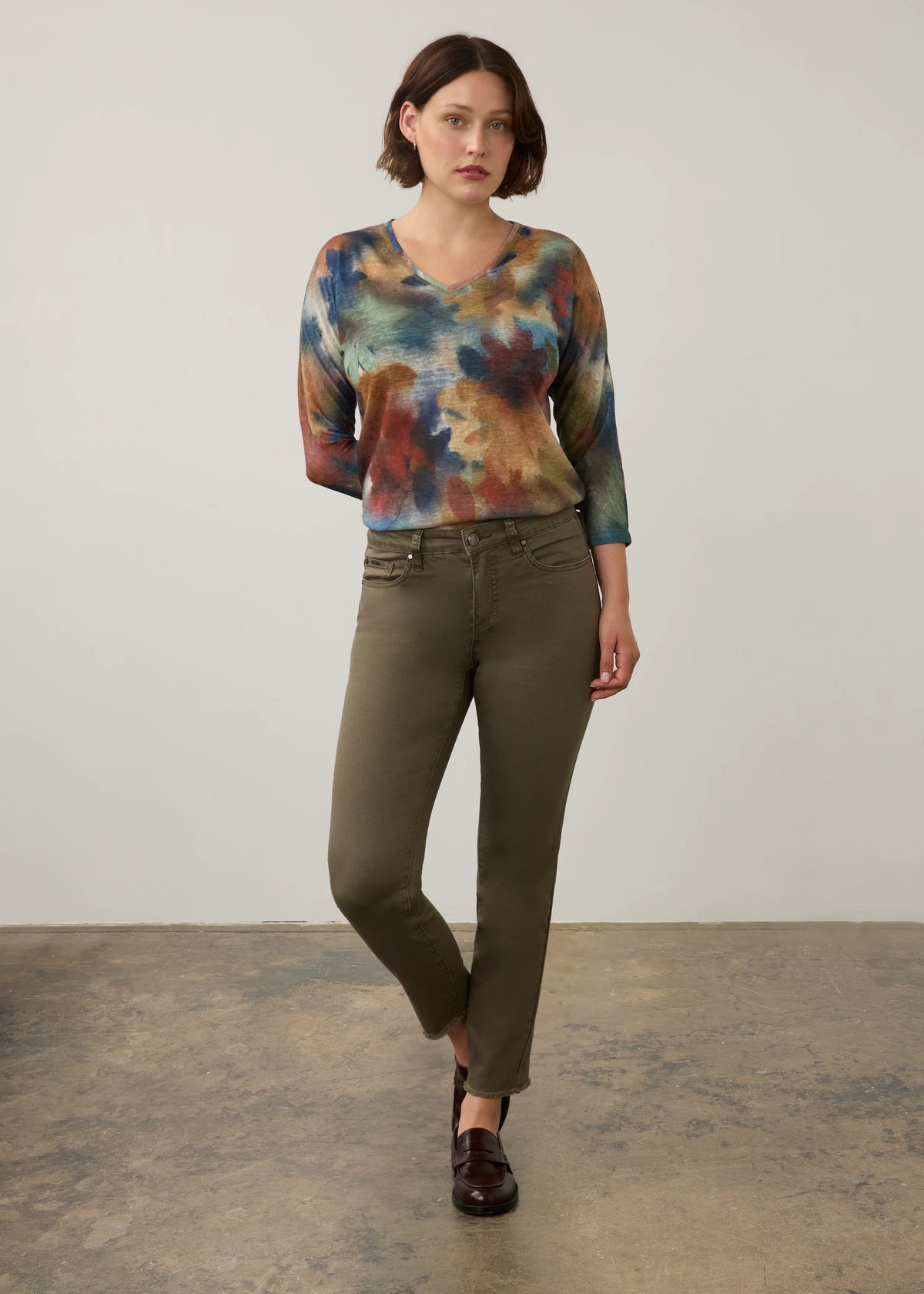 Drop Shoulder V Neck Top