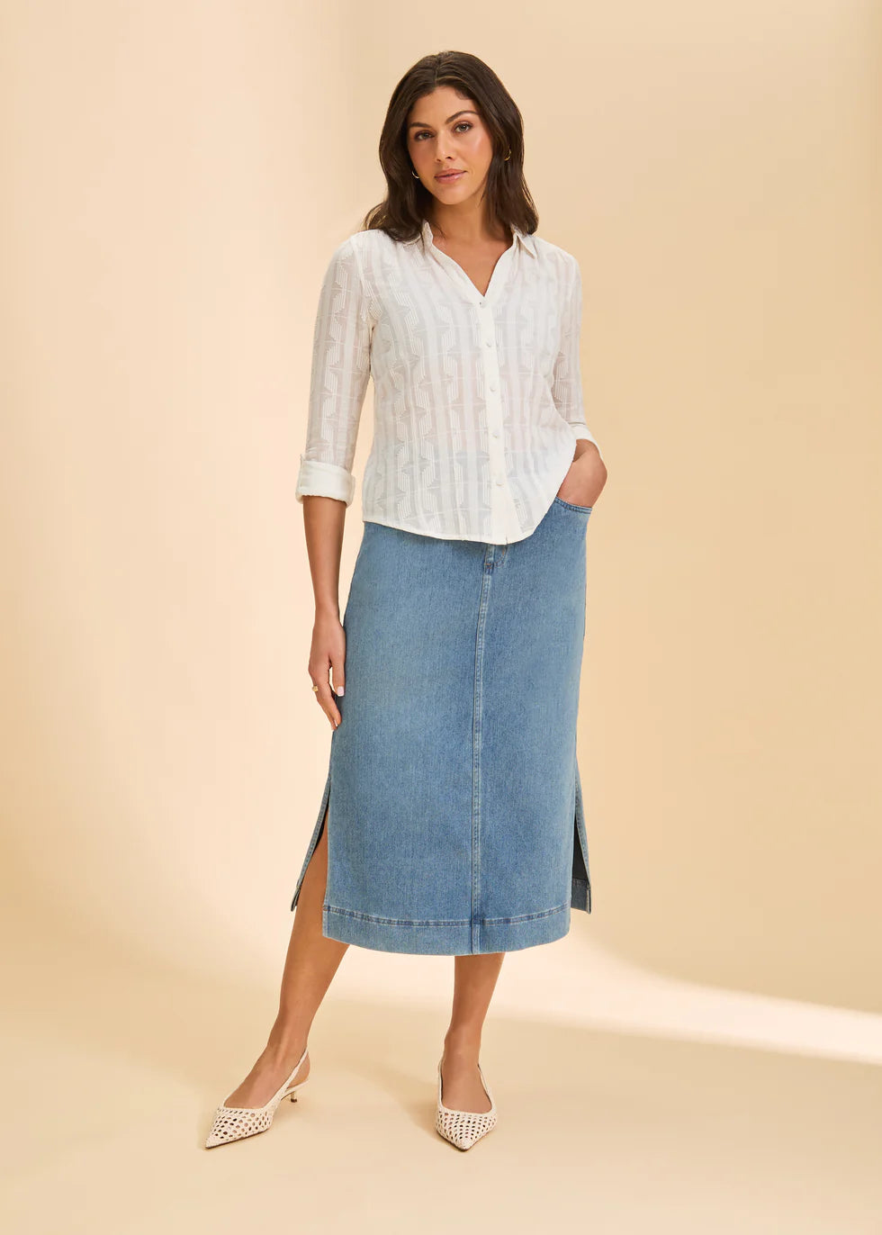 Pull On Skirt with Slits