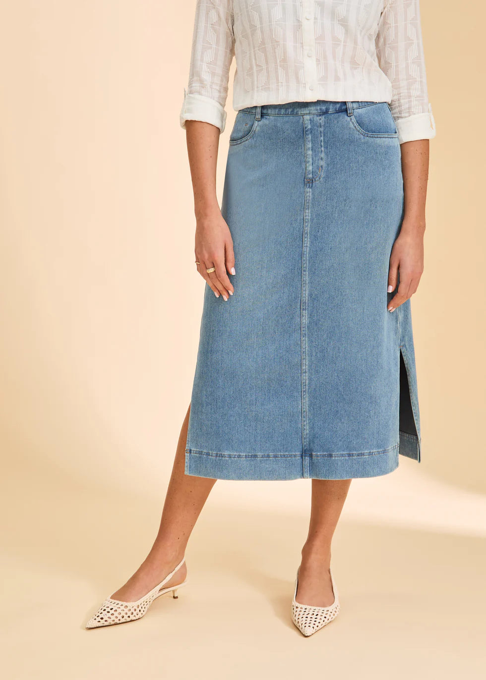 Pull On Skirt with Slits