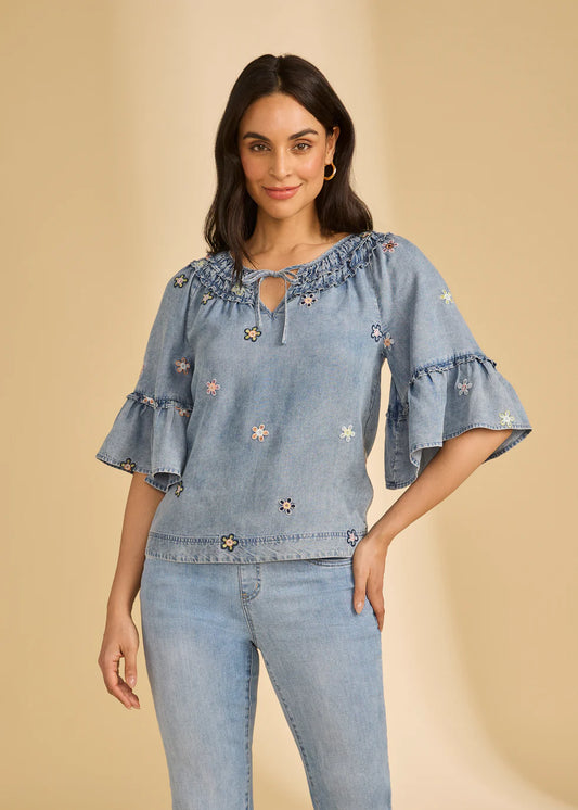Ruffle Denim Top, Daisy