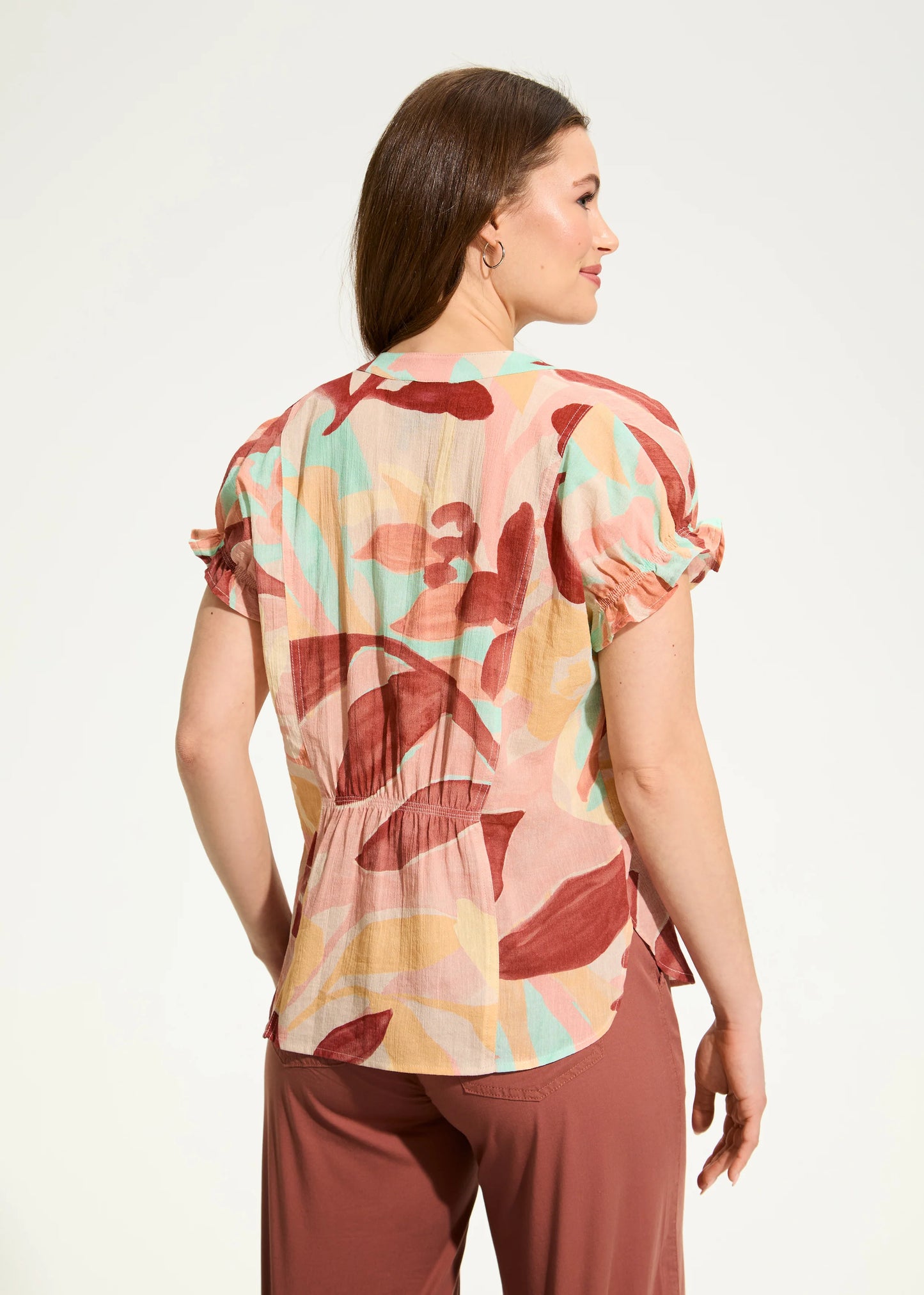 Crinkle Printed Top- Camo Floral