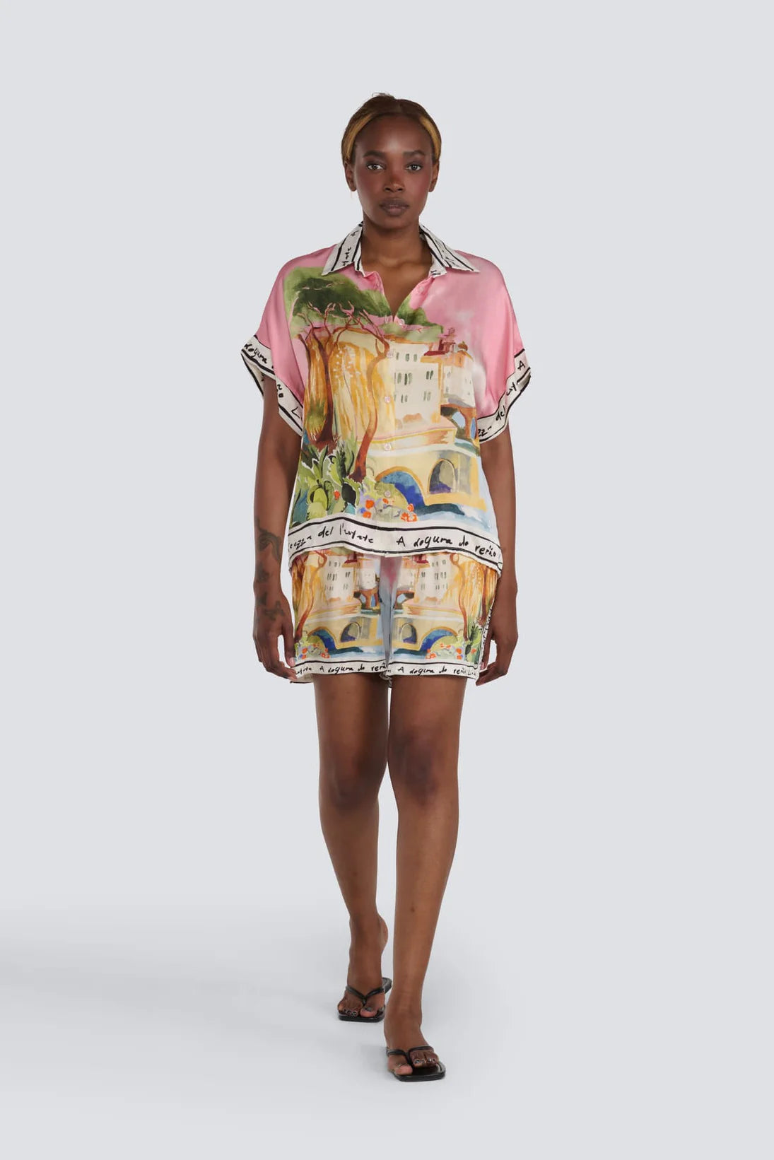 Italy Print Silk Top