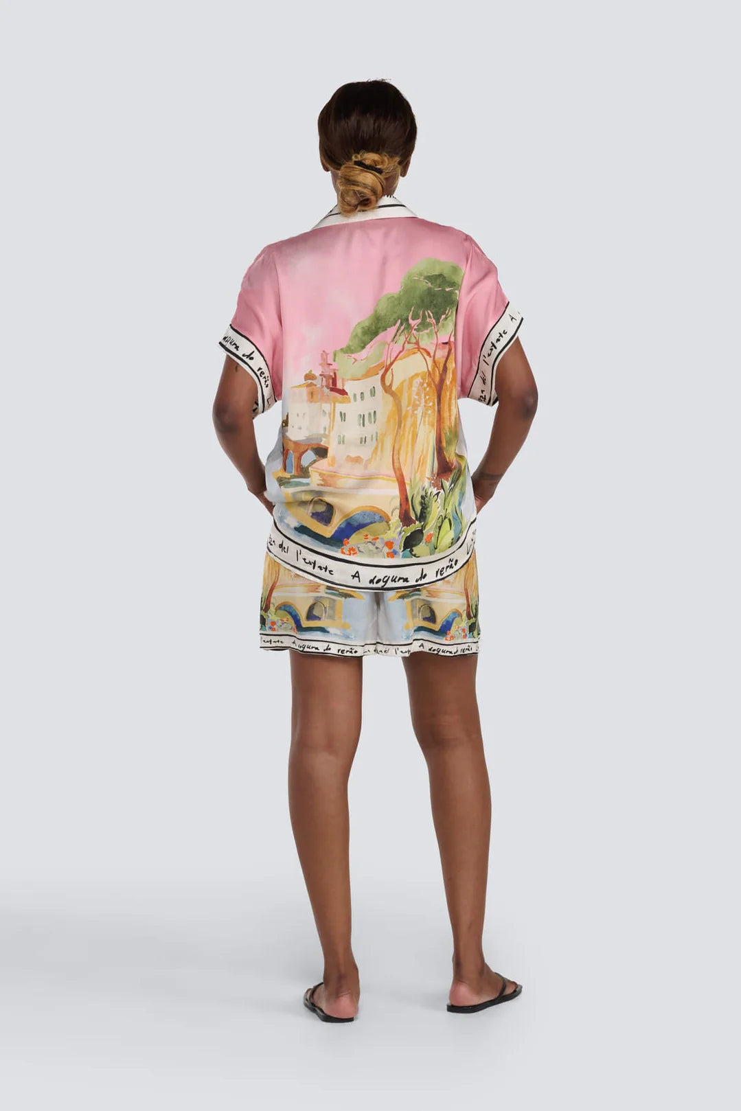 Italy Print Silk Top