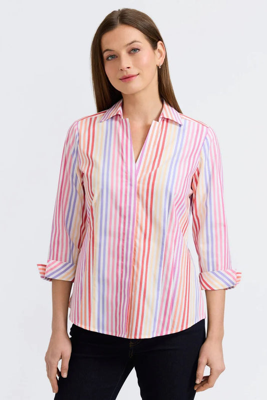 Taylor No Iron Pinpoint Sunset Ombre Stripe Shirt