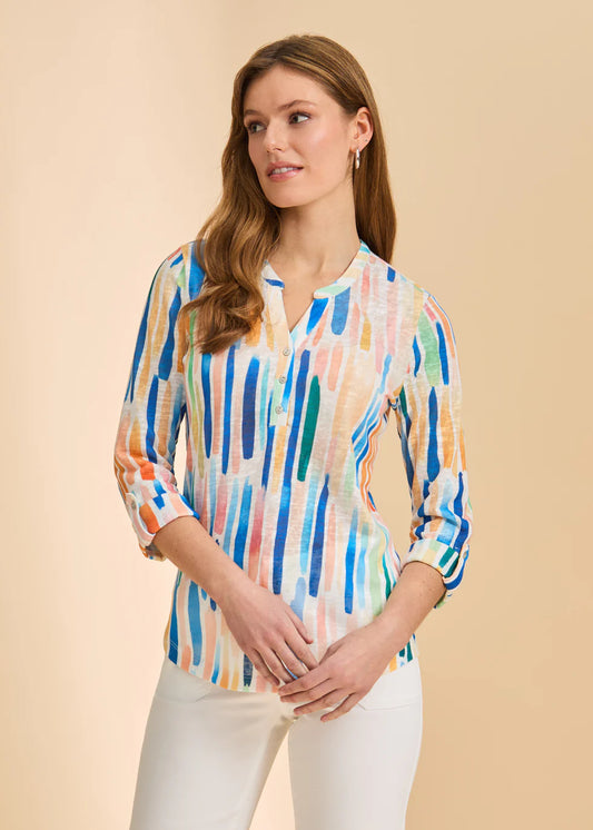 3/4 Sleeve Henley Top, Bright