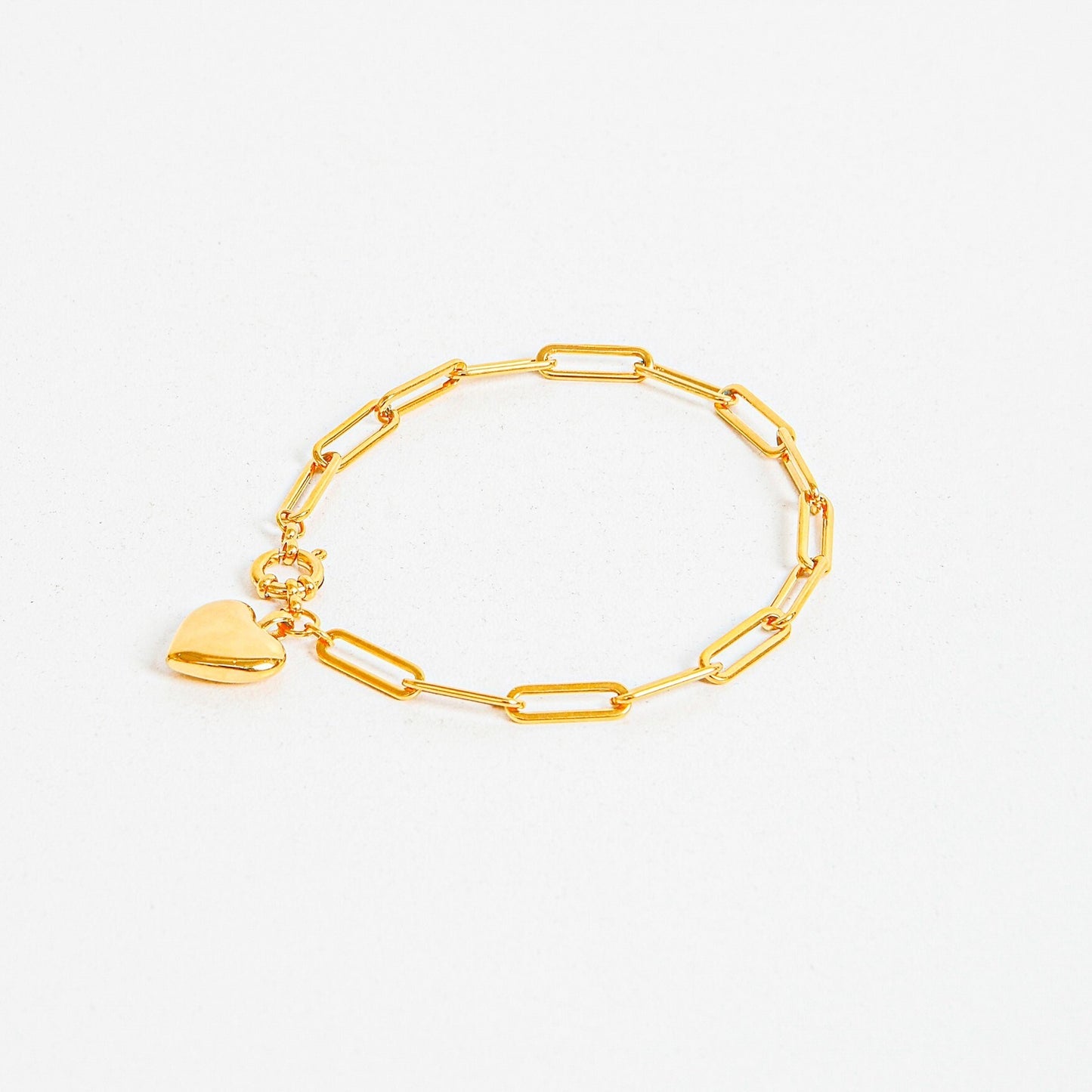 Stainless Steel Heart Charm Link Bracelet
