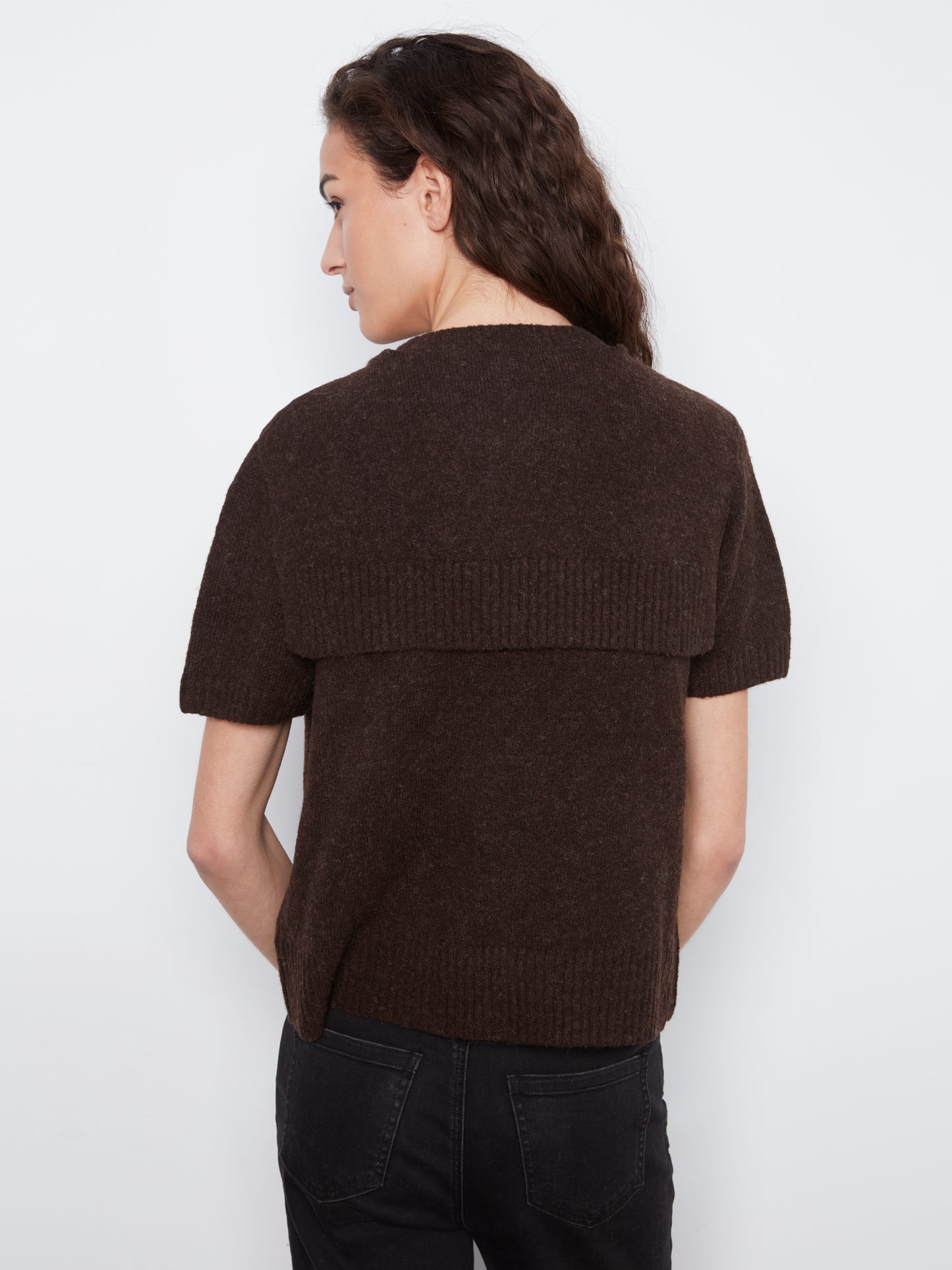 Short Sleeve Crew Neck with Over Shoulder Front Tie