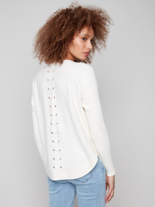 Knit Sweater With Back Lace-Up Detail