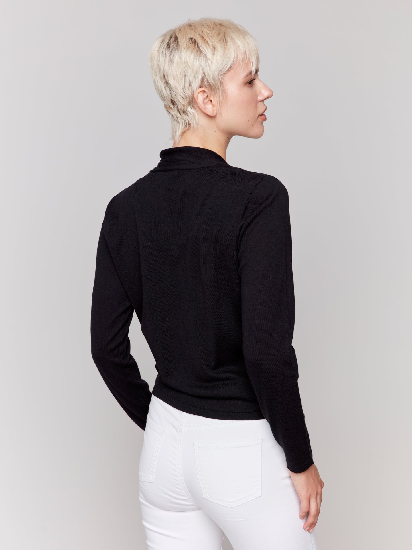 Cotton Jersey Bolero Sweater with Front Tie