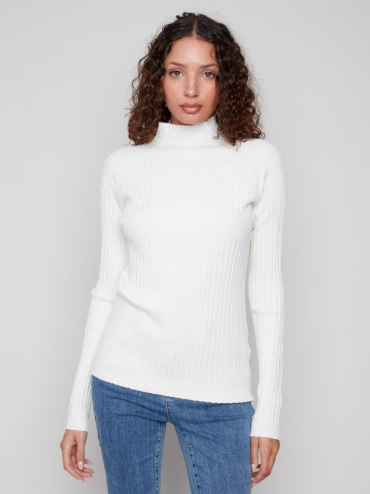 Ribbed Knit Mock Neck Sweater