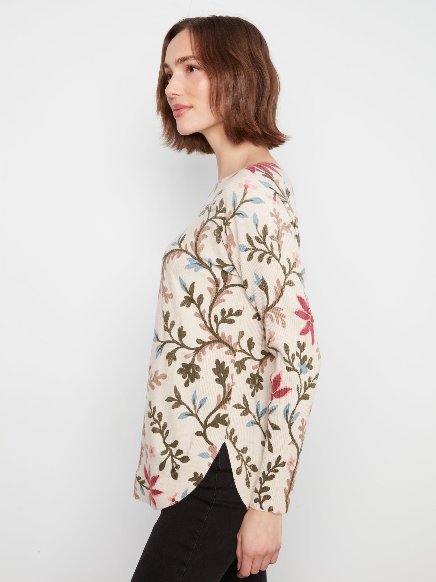 Printed Boat Neck Sweater