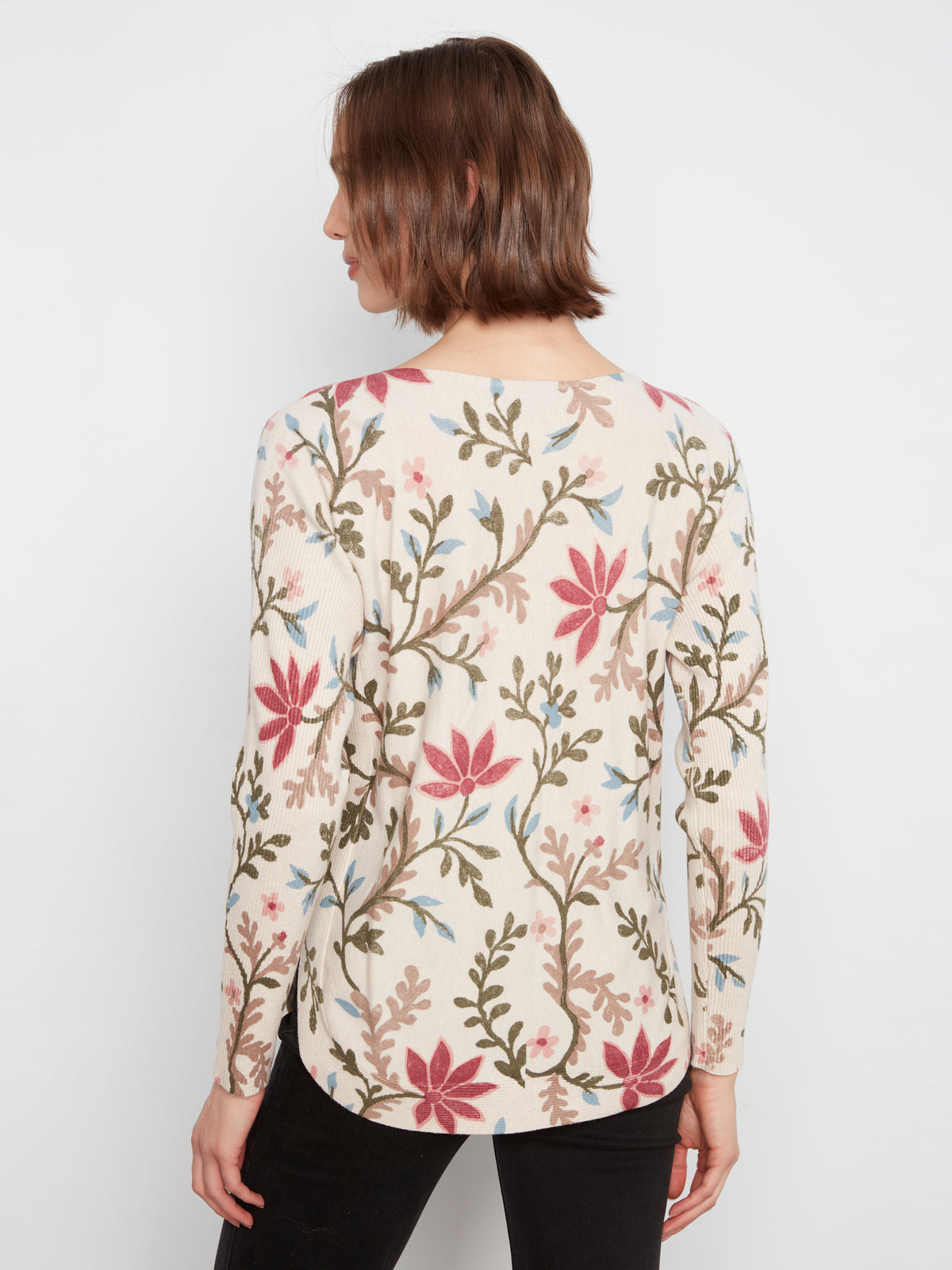 Printed Boat Neck Sweater
