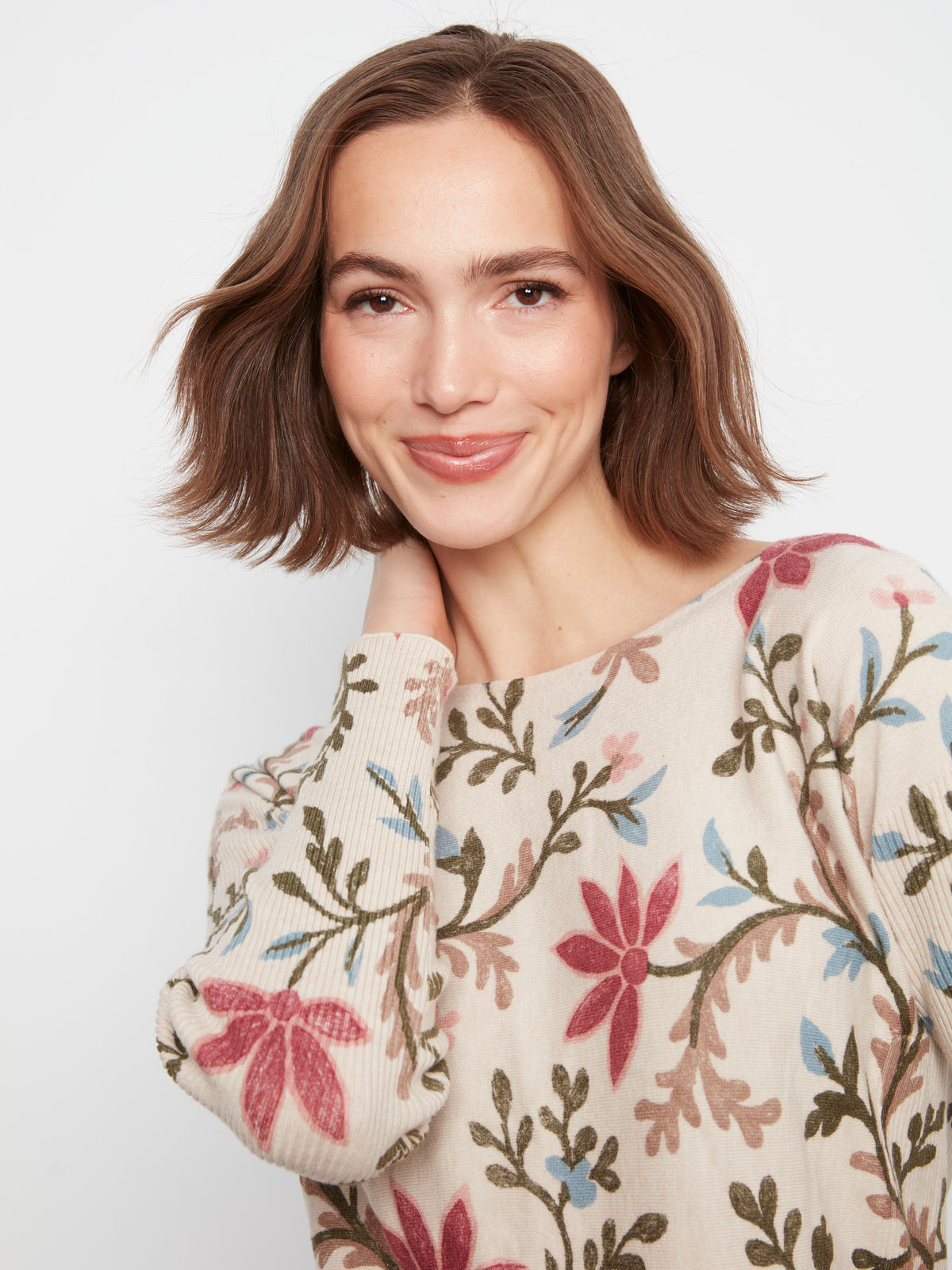 Printed Boat Neck Sweater