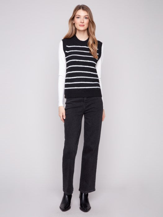 Sleeveless V-Neck Striped Sweater Vest