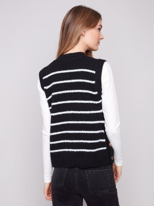 Sleeveless V-Neck Striped Sweater Vest