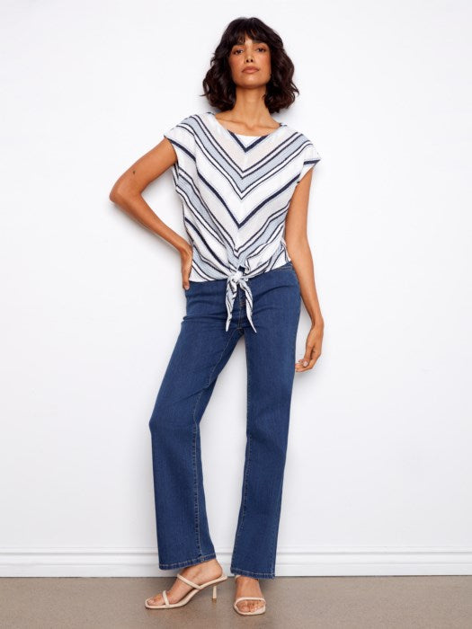Cap Sleeve Striped Top