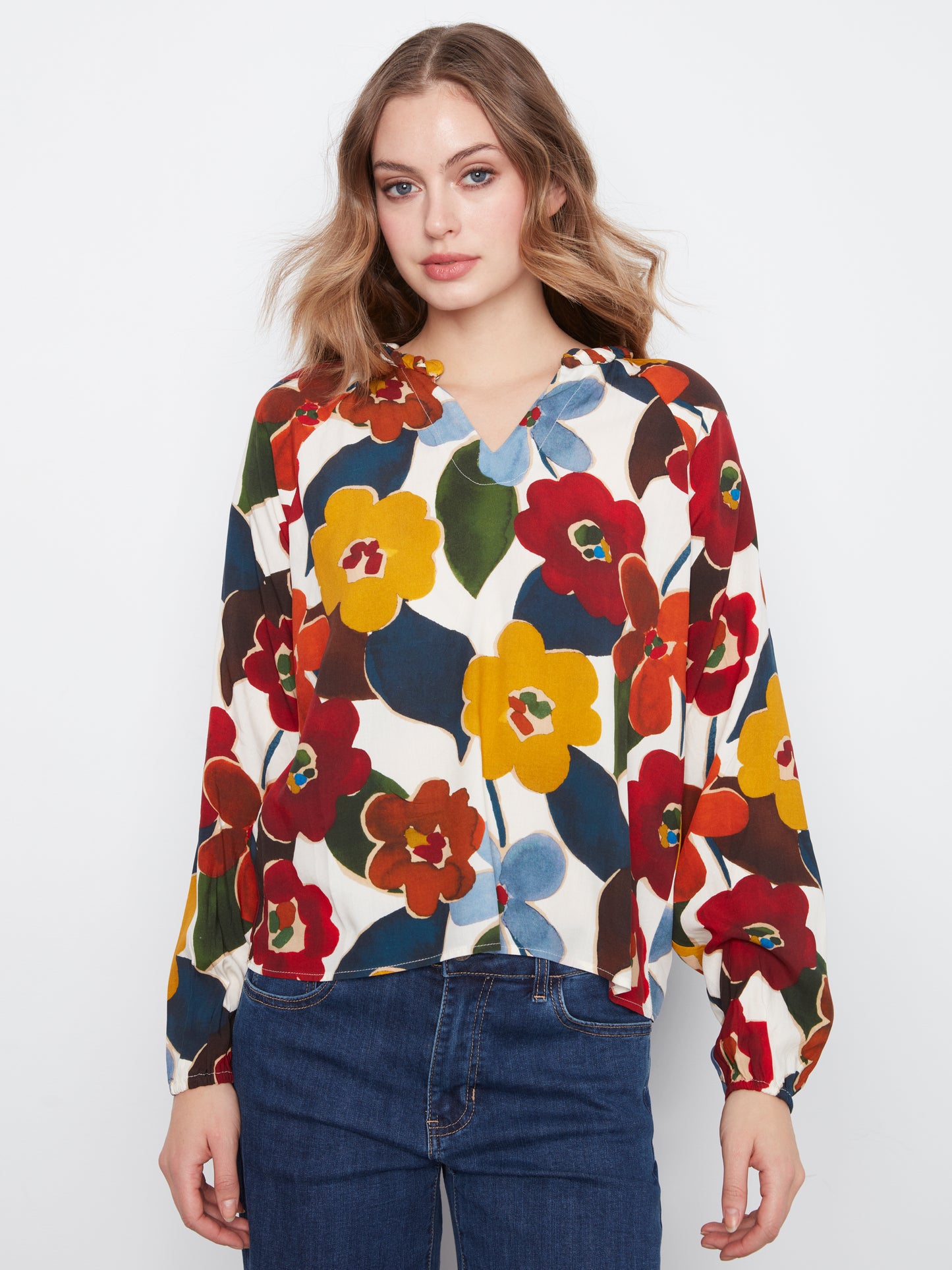 Floral Raglan Sleeve Blouse