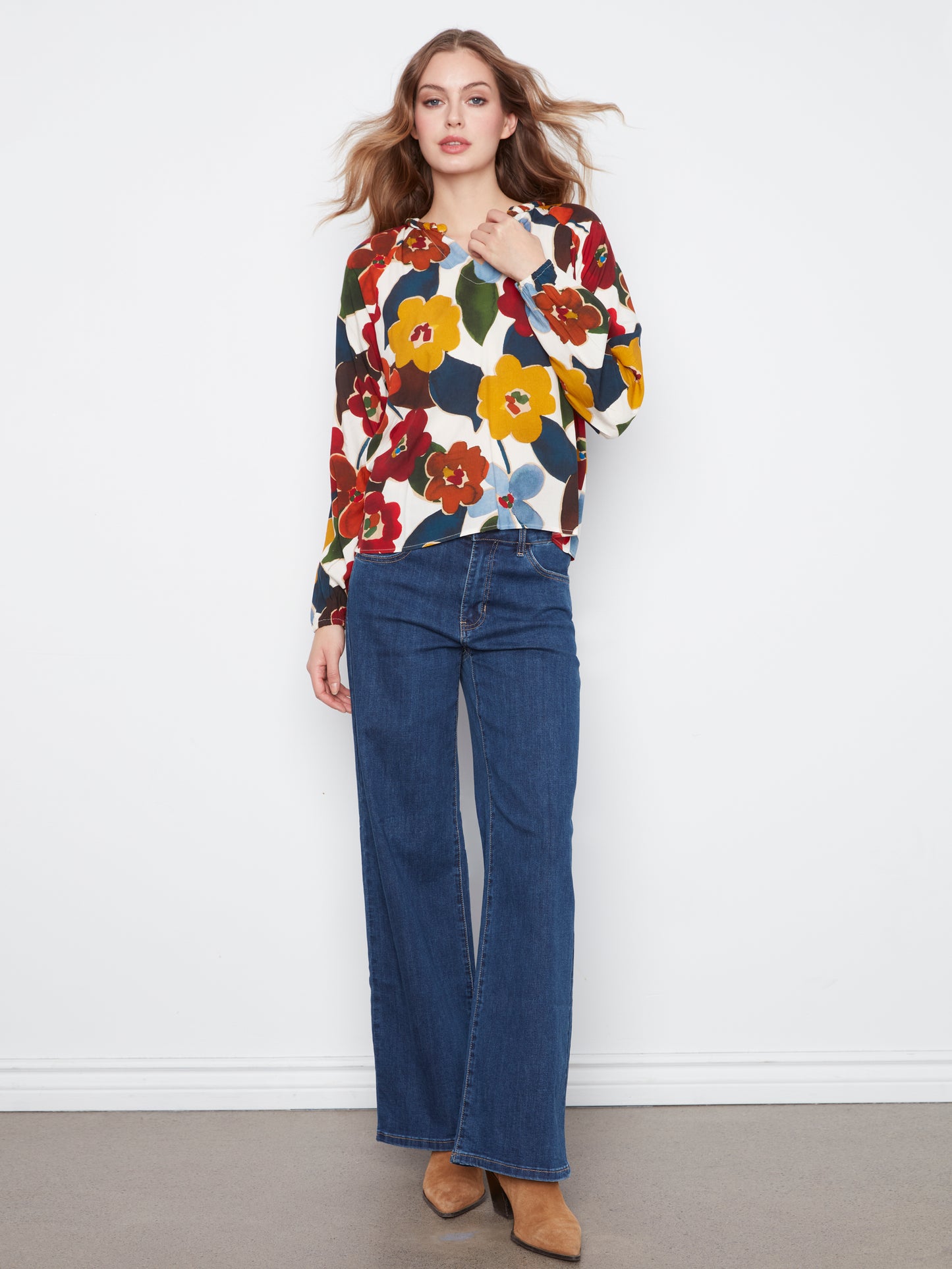 Floral Raglan Sleeve Blouse