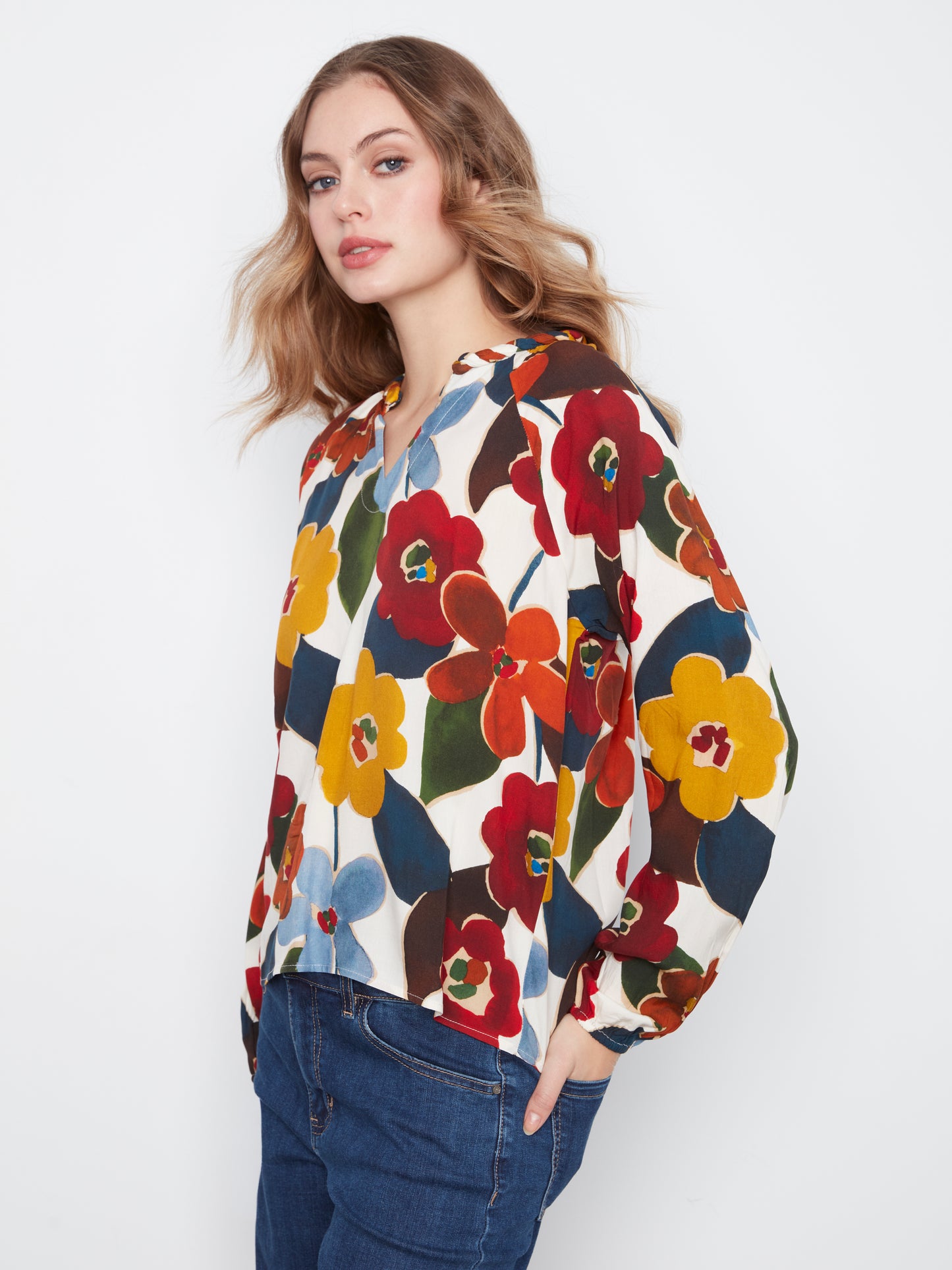 Floral Raglan Sleeve Blouse