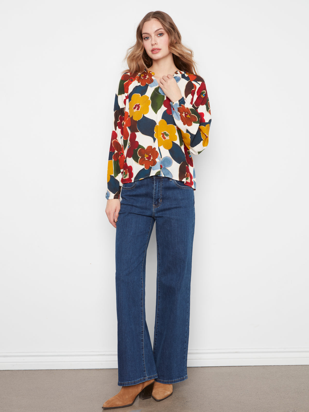 Floral Raglan Sleeve Blouse