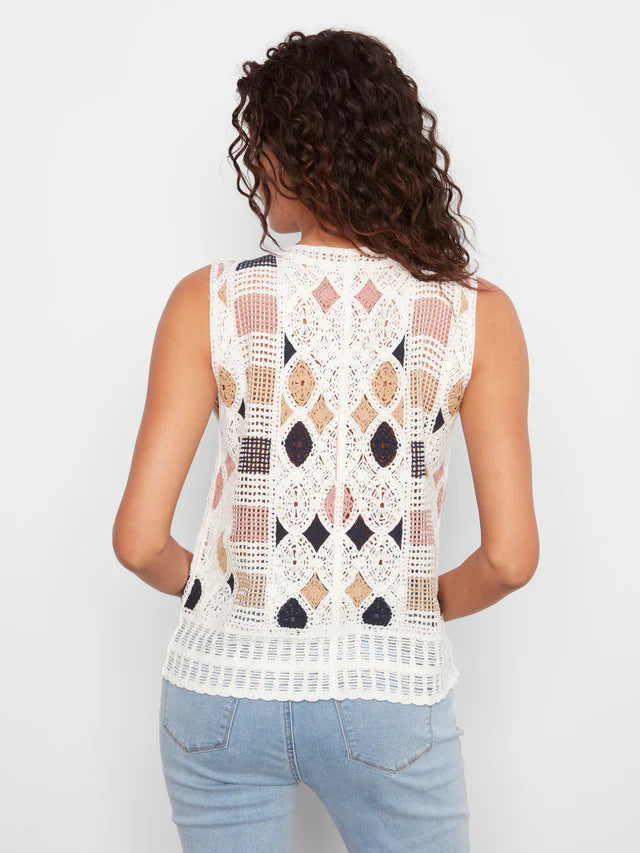 Crochet Cotton Blend Top - Multicolor