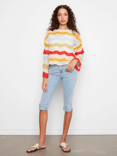 3/4 Sleeve Crochet Top