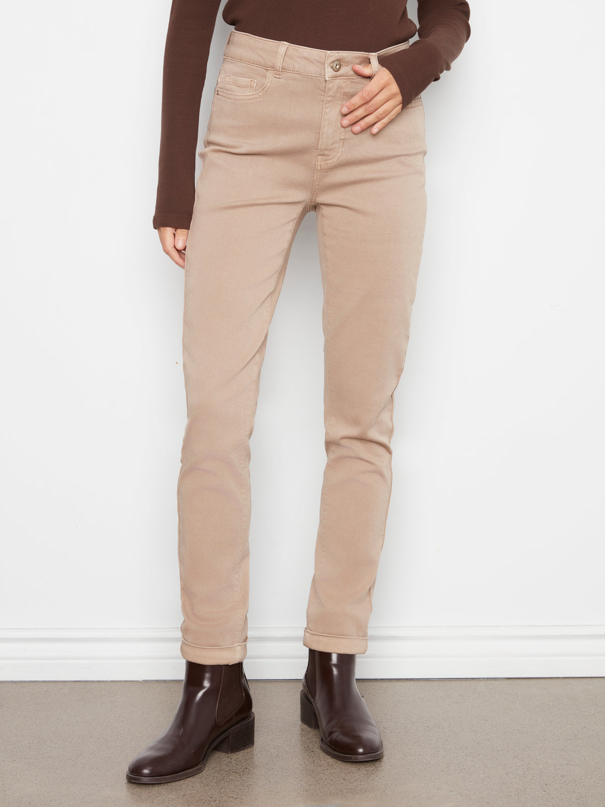Cuffed Hem Slim 5 Pocket Twill Pant