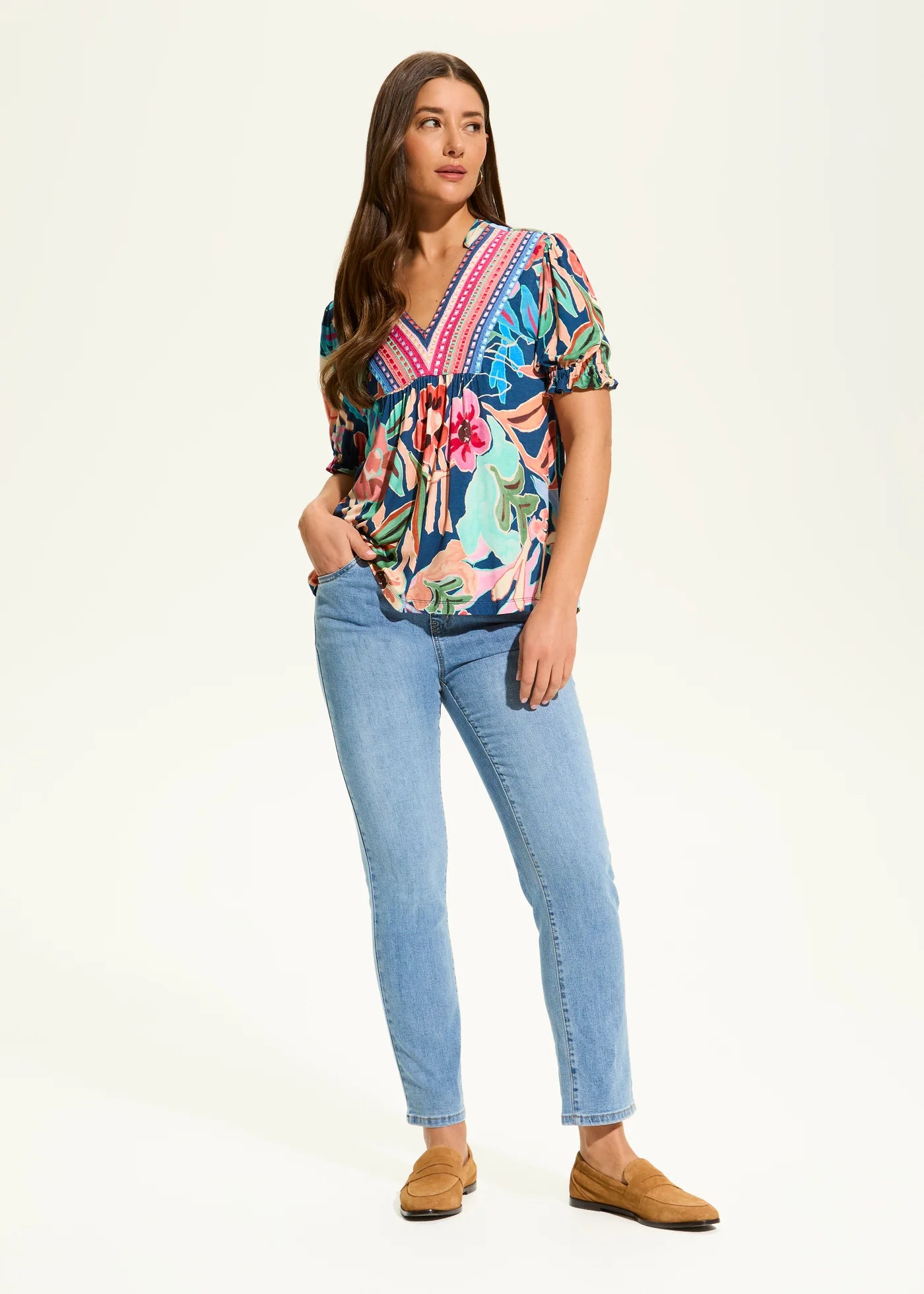 Elbow Sleeve Embellished Top