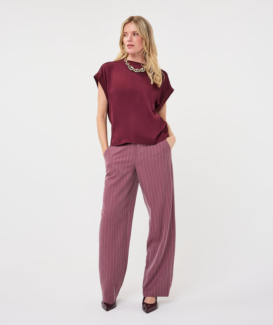 Satin T-Shirt Roll up Sleeve