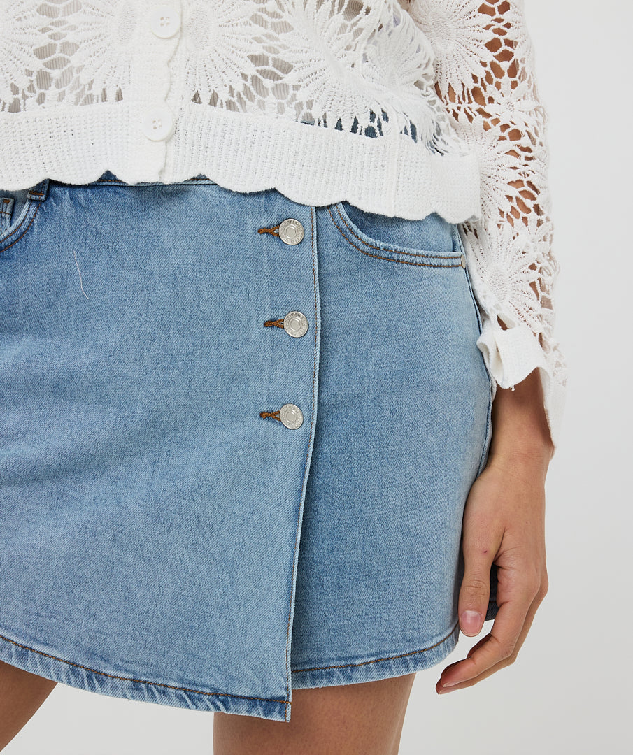 Assymetric Jean Skort Stretch