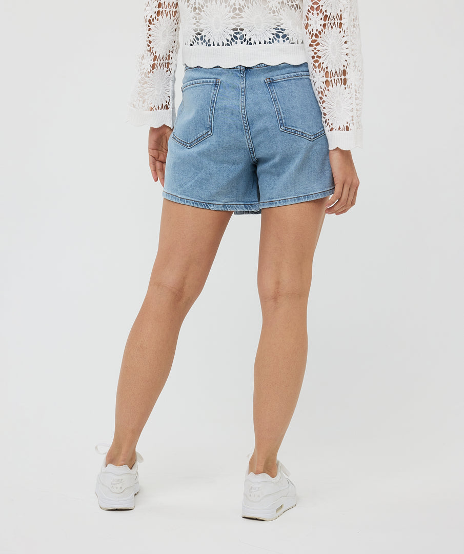 Assymetric Jean Skort Stretch
