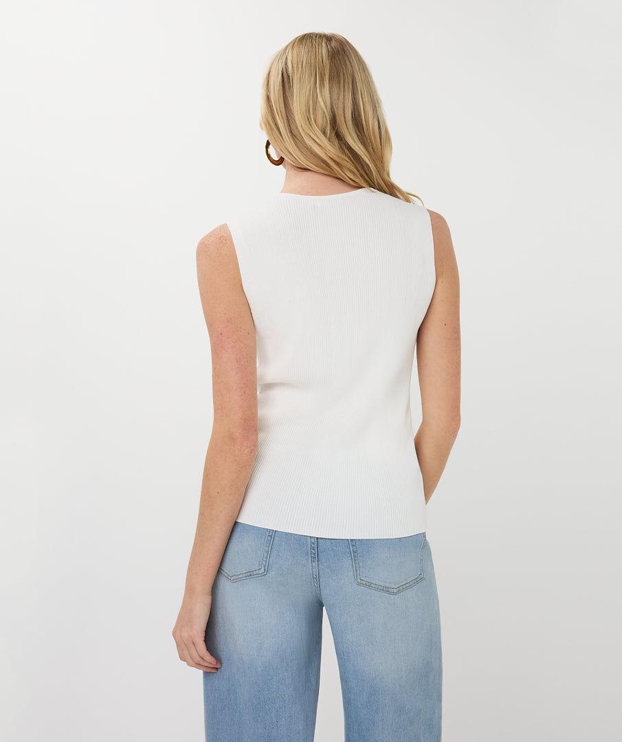 Knit Sleeveless Top with Fake Placket