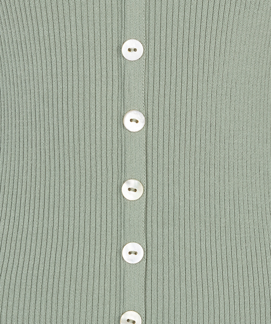 Knit Sleeveless Top with Fake Placket