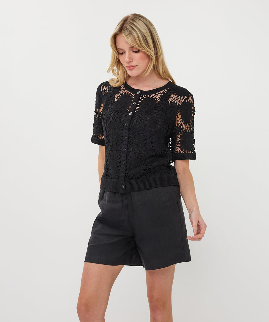 Short Sleeve Crochet Cardigan