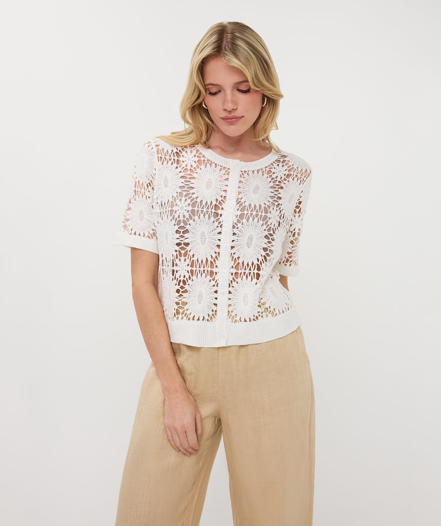 Short Sleeve Crochet Cardigan