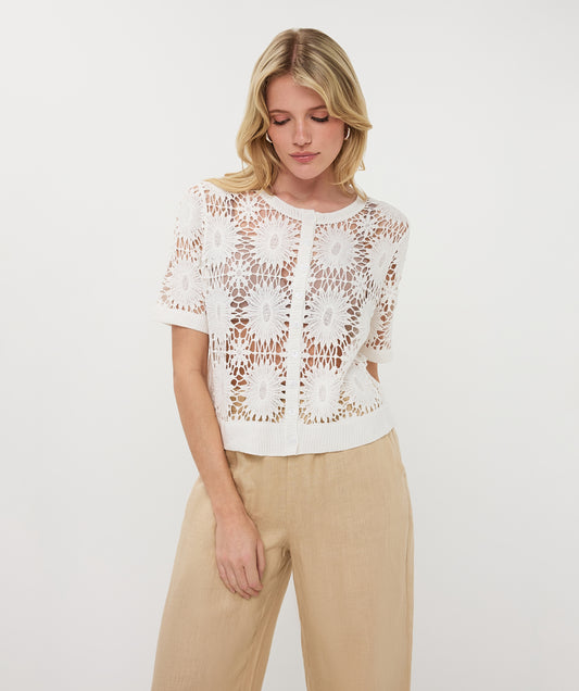 Short Sleeve Crochet Cardigan