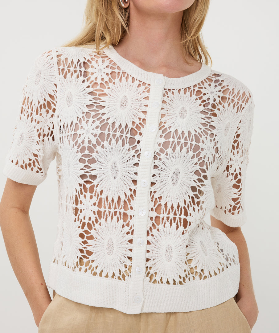 Short Sleeve Crochet Cardigan