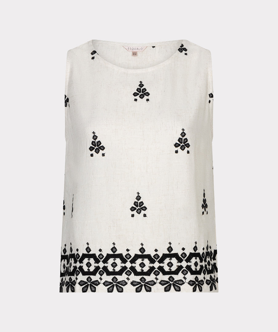 Embroidered Sleeveless Top