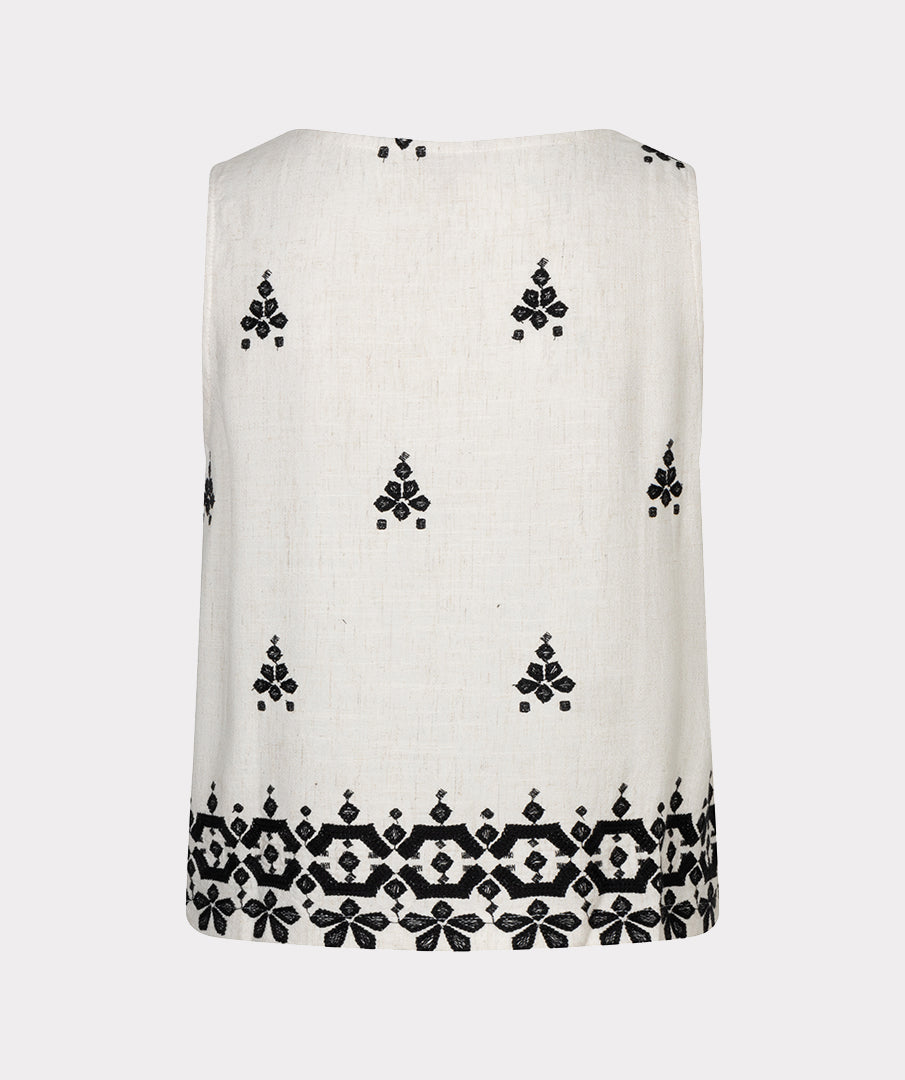 Embroidered Sleeveless Top