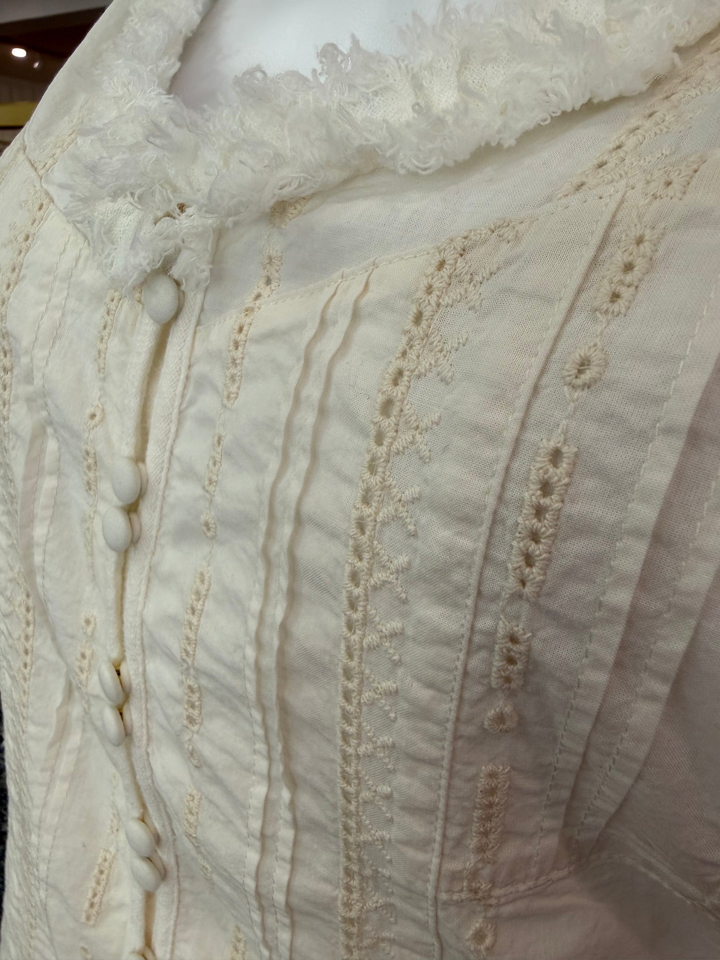 Sleeveless Pintucked Top with Ruffles