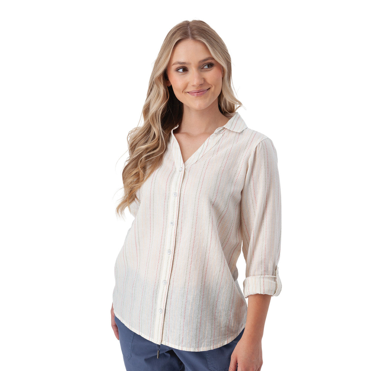 Plumas Y-Neck Shirt - Multi Stripe