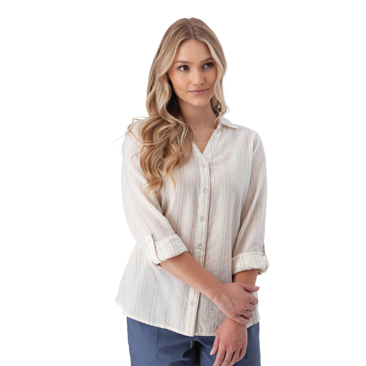 Plumas Y-Neck Shirt - Multi Stripe