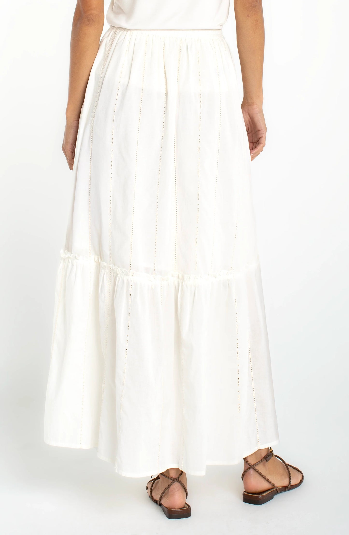 Tiered Pull On Maxi Skirt